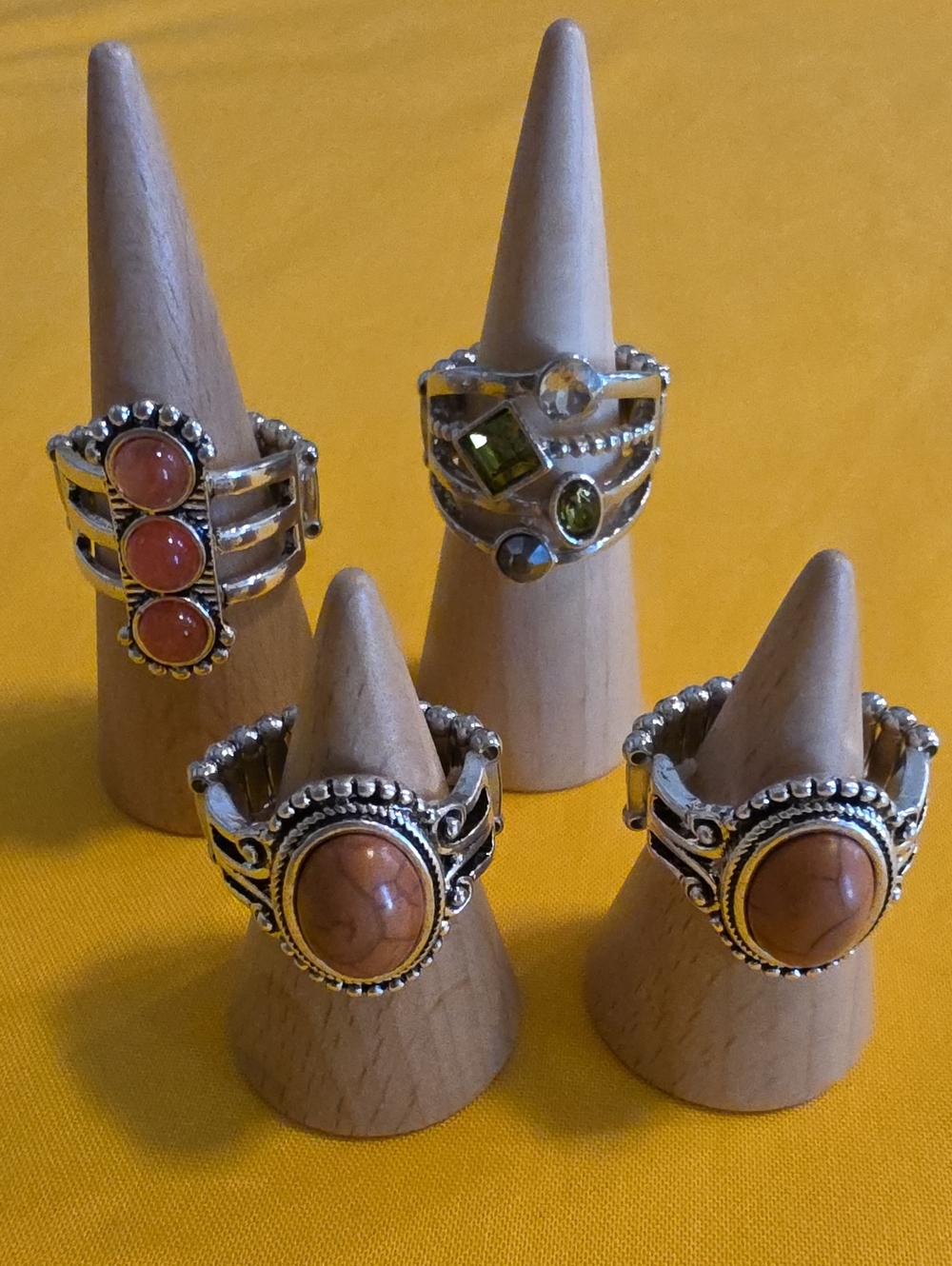 Boho Collection of 4 Stretch Statement Rings From Paparazzi Accessories